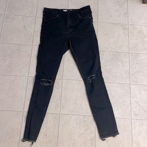 H&M skinny regular waist ripped jeans